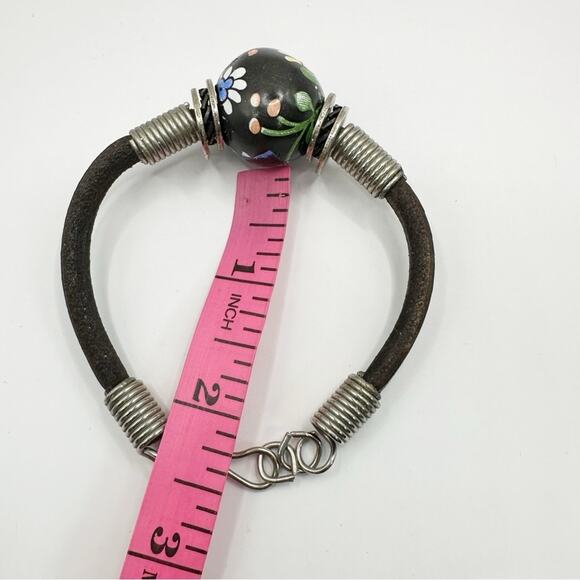 Unbranded Boho Bohemian Funky Single Painted Floral Ball Rubber Cord Bracelet - Picture 3 of 7